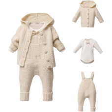 Комплект кофта, боді, напівкомбінезон 8163 cream Nipperland Турція 6-9 m(р)